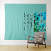 Tenture Monogramme de nom de douche de mariée Floral Néon  (En situation (horizontale))