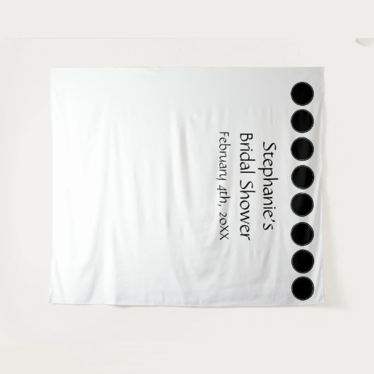 Tenture Monogramme de nom de douche de mariée points noirs (Devant (Horizontal))