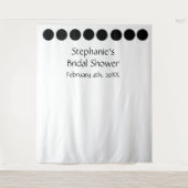 Tenture Monogramme de nom de douche de mariée points noirs (Devant)