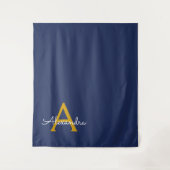 Tenture Monogramme de nom de script moderne bleu marine do (Devant)