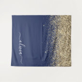 Tenture Monogramme de nom féminin en écriture pailletée bl (Devant (Horizontal))