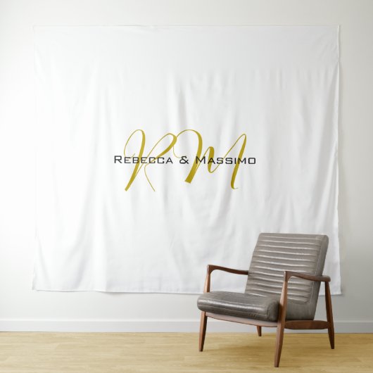 Tenture Monogramme de nom moderne de couleur or unique exc (En situation (horizontale))