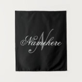 Tenture Monogramme de nom noir et blanc personnalisé uniqu (Devant)