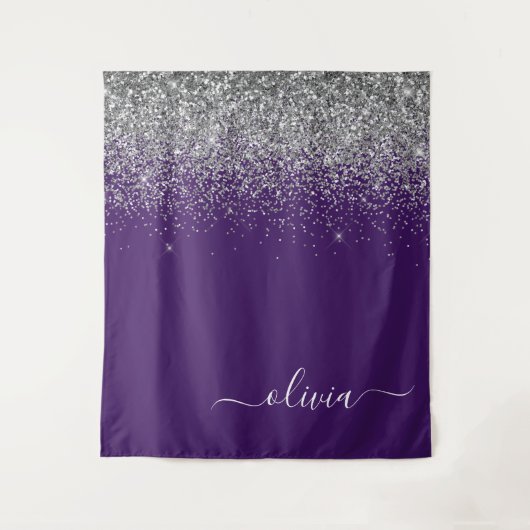 Tenture Monogramme de Parties scintillant d'argent violet (Devant)