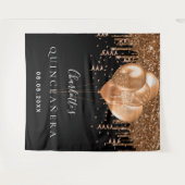 Tenture Monogramme de parties scintillant en or noir Quinc (Devant (Horizontal))