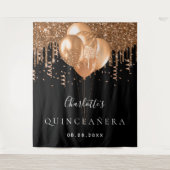 Tenture Monogramme de parties scintillant en or noir Quinc (Devant)