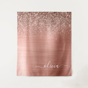 Tenture Monogramme de Parties scintillant rose or Rose en 