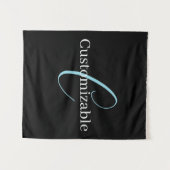 Tenture Monogramme de script cursif éditable Noir Bleu Bla (Devant (Horizontal))