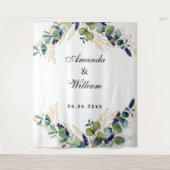 Tenture Monogramme de verdure d'eucalyptus de mariage (Devant)