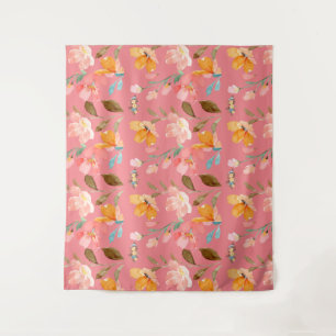 Tenture Monogramme Élégant Aquarelle Rose