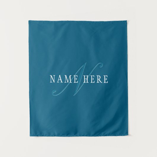 Tenture Monogramme élégant | Bleu océan (Devant)