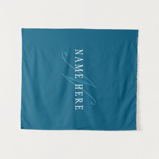 Tenture Monogramme élégant | Bleu océan (Devant (Horizontal))