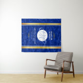 Tenture Monogramme élégant de fin d'études en marbre bleu  (En situation (horizontale))