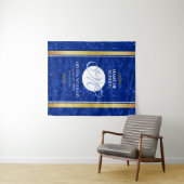 Tenture Monogramme élégant de fin d'études Marbre bleu feu (En situation (horizontale))