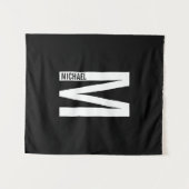 Tenture Monogramme et nom personnalisés modernes (Devant (Horizontal))