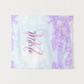 Tenture Monogramme étoile pailleté rose violet ajouter let (Devant (Horizontal))