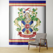 Tenture Monogramme Famille Crest Chevalier Bouclier Épée D (En situation)