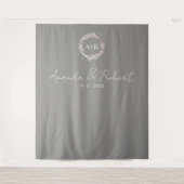 Tenture Monogramme Faux Feuilles Mariages (Devant)