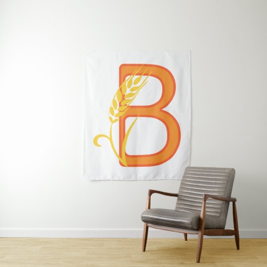 Tenture monogramme floral B lettre majuscule (En situation)