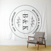 Tenture Monogramme floral botanique Mariage Nom du couple (En situation (horizontale))