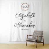 Tenture Monogramme Floral Calligraphie Mariage Arrière-pla (En situation)