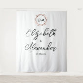Tenture Monogramme Floral Calligraphie Mariage Arrière-pla (Devant)