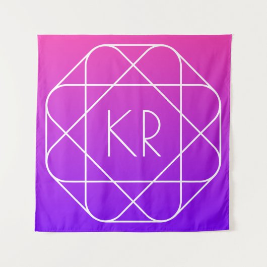 Tenture Monogramme géométrique cool | Magenta Violet Pourp (Devant)