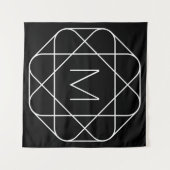 Tenture Monogramme géométrique noir et blanc (Devant (Horizontal))