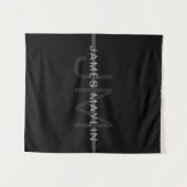 Tenture Monogramme gris foncé, nom et bande géométrique (Devant (Horizontal))