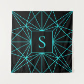 Tenture Monogramme initial | Design géométrique turquoise (Devant)