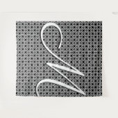 Tenture Monogramme initial géométrique noir et blanc (Devant (Horizontal))