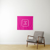 Tenture Monogramme Initial Simple & Moderne | Rose & Blanc (En situation (horizontale))