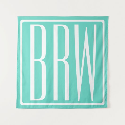 Tenture Monogramme Initiales 3 Modernes Gras | Blanc Sur A (Devant)