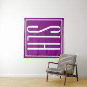 Tenture Monogramme Initiales 3 Modernes Gras | Blanc & Vio (En situation (horizontale))