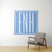 Tenture Monogramme Initiales 3 Modernes Gras | Bleu Clair (En situation)