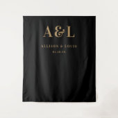 Tenture Monogramme mariage minimaliste Black Gold (Devant)