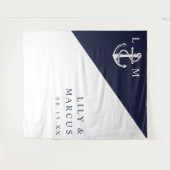 Tenture Monogramme marine bleu marine Mariage photo fond d (Devant (Horizontal))
