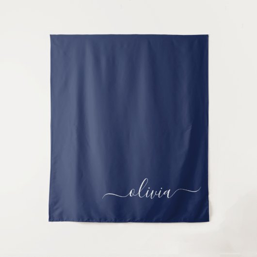 Tenture Monogramme moderne bleu marine et blanc (Devant)