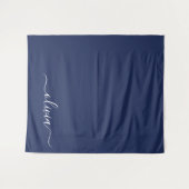 Tenture Monogramme moderne bleu marine et blanc (Devant (Horizontal))