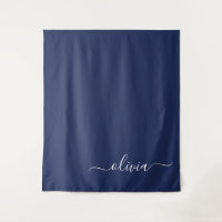 Monogramme moderne bleu marine et blanc