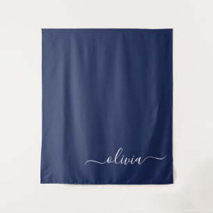 Tenture Monogramme moderne bleu marine et blanc