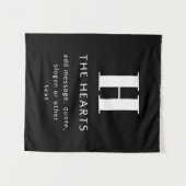 Tenture Monogramme moderne éditable Nom & Message | Noir (Devant (Horizontal))