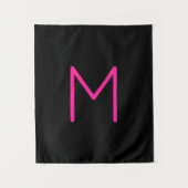 Tenture Monogramme moderne éditable rose et noir (Devant)