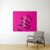 Tenture Monogramme moderne minimaliste nom initial rose ch (En situation (horizontale))