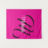 Tenture Monogramme moderne minimaliste nom initial rose ch (Devant (Horizontal))