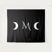 Tenture Monogramme noir et blanc moderne des lunes de croi (Devant (Horizontal))