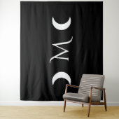 Tenture Monogramme noir et blanc moderne des lunes de croi (En situation)