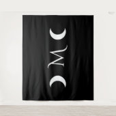 Tenture Monogramme noir et blanc moderne des lunes de croi (Devant)