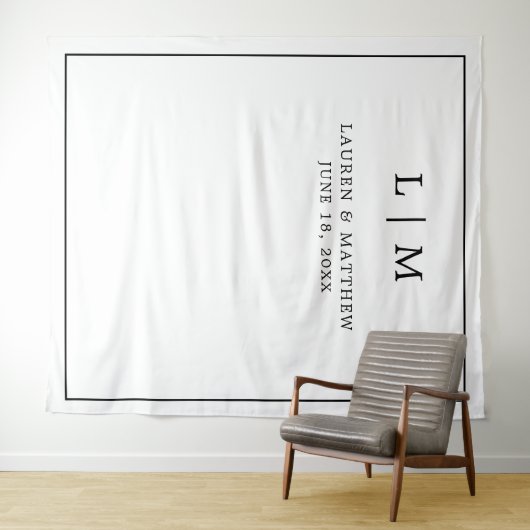 Tenture Monogramme noir et blanc simple Mariage élégant (En situation (horizontale))
