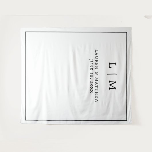 Tenture Monogramme noir et blanc simple Mariage élégant (Devant (Horizontal))